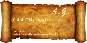 Asbóth Gyula névjegykártya